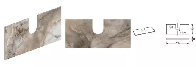 Мебельная столешница «Kerama Marazzi» Cono Onice 56 задняя стенка керамогранит бежевая