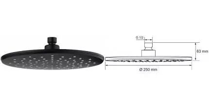 Верхний душ «Aquanet» Static AF330-84-R250B чёрный матовый Верхний душ «Aquanet» Static AF330-84-R250B чёрный матовый