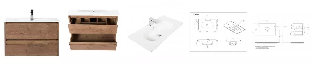 Тумба с раковиной «Belbagno» Kraft 80 (Love 80 LOV-800-LVB) подвесная Rovere Tabacco
