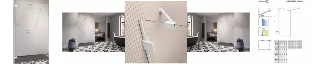 Душевая перегородка «Radaway» Essenza Pro White Walk-in 115/200 прозрачная/белая универсальная Душевая перегородка «Radaway» Essenza Pro White Walk-in 115/200 прозрачная/белая универсальная