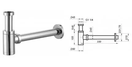 Сифон для раковины «Belbagno» BB-SMT2-01 хром