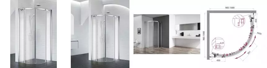 Душевой угол-ограждение «Belbagno» ACQUA-R-2-100-C-Cr 100/100 прозрачный/хром без поддона Душевой угол-ограждение «Belbagno» ACQUA-R-2-100-C-Cr 100/100 прозрачный/хром без поддона