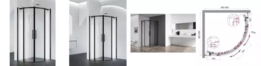Душевой угол-ограждение «Belbagno» ACQUA-R-2-90-C-NERO 90/90 прозрачный/чёрный без поддона Душевой угол-ограждение «Belbagno» ACQUA-R-2-90-C-NERO 90/90 прозрачный/чёрный без поддона