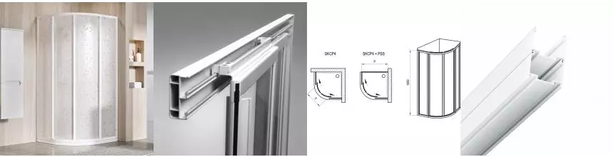 Душевой уголок SKCP4-80 195 профиль белый, витраж из полистирола Pearl