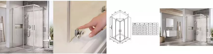 Душевой уголок BLSRV2K-120 профиль блестящий, стекло прозрачное Transparent