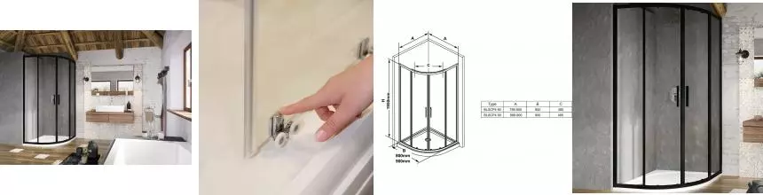 Душевой уголок BLSCP4-90 профиль черный, стекло прозрачное Transparent