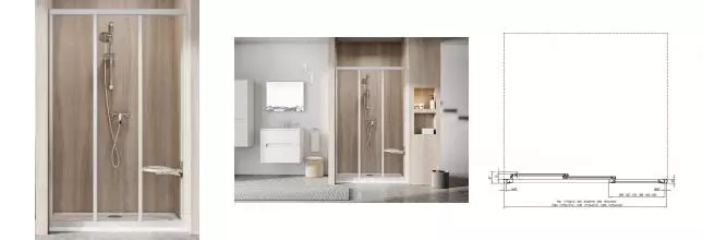 Душевая дверь «Ravak» Supernova ASDP3 130/198 Transparent/сатин универсальная Душевая дверь «Ravak» Supernova ASDP3 130/198 Transparent/сатин универсальная