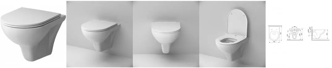 Подвесной унитаз безободковый «Am.Pm» Gem FlashClean C901700SC белый с сиденьем дюропласт с микролифтом