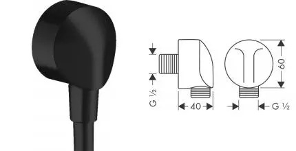 Подключение для душевого шланга «Hansgrohe» FixFit 27454670 чёрное матовое Подключение для душевого шланга «Hansgrohe» FixFit 27454670 чёрное матовое