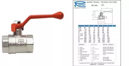Кран шаровой бытовой «Remer» RR 371 FF-3/4" ВР-ВР никель