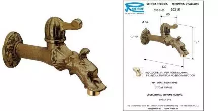 Кран шаровой водоразборный «Remer» RR202LE 1/2" НР латунь Кран шаровой водоразборный «Remer» RR202LE 1/2" НР латунь