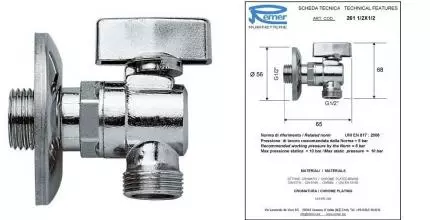 Кран шаровой бытовой «Remer» RR261 1/2"-1/2" НР-НР хром