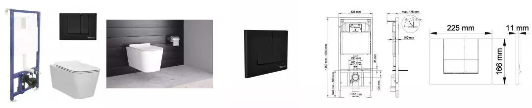 Комплект инсталляция с унитазом, крышкой и кнопкой смыва «Berges Wasserhaus» Floe Rimless 043230 безободковый белый