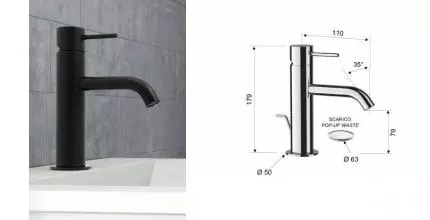 Смеситель для раковины «Remer» X-Style X10NO чёрный матовый Смеситель для раковины «Remer» X-Style X10NO чёрный матовый
