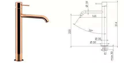 Смеситель для раковины «Remer» X-Style X11LXLRL полированная медь Смеситель для раковины «Remer» X-Style X11LXLRL полированная медь