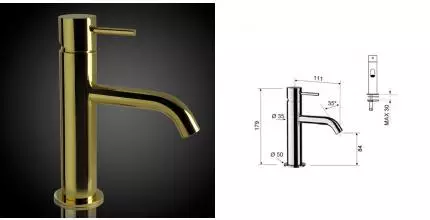 Смеситель для раковины «Remer» X-Style X12DO золото Смеситель для раковины «Remer» X-Style X12DO золото