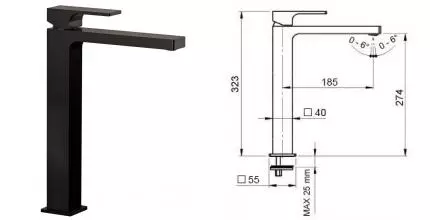 Смеситель для раковины «Remer» Absolute AU11LNO чёрный Смеситель для раковины «Remer» Absolute AU11LNO чёрный