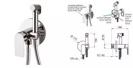 Смеситель с гигиеническим душем «Remer» Infinity I65W хром Смеситель с гигиеническим душем «Remer» Infinity I65W хром