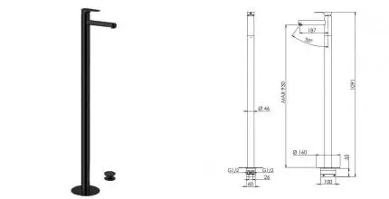 Смеситель для раковины «Remer» Class Line L18NO с донным клапаном чёрный матовый
