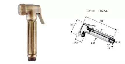 Ручная гигиеническая лейка «Remer» 332OZVO бронза Ручная гигиеническая лейка «Remer» 332OZVO бронза