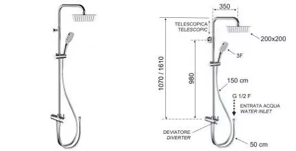 Душевая стойка «Remer» 330A8CPUFD20NRA хром Душевая стойка «Remer» 330A8CPUFD20NRA хром
