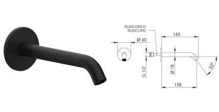 Излив к смесителю «Remer» X-Style 91XBG 16,5 чёрный матовый Излив к смесителю «Remer» X-Style 91XBG 16,5 чёрный матовый