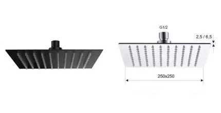 Верхний душ «Remer» 357UFS25NOx чёрный матовый Верхний душ «Remer» 357UFS25NOx чёрный матовый
