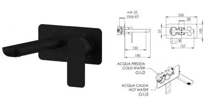 Смеситель для раковины «Remer» Infinity I15NO чёрный матовый Смеситель для раковины «Remer» Infinity I15NO чёрный матовый