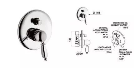 Смеситель для душа «Remer» Liberty LV09 хром