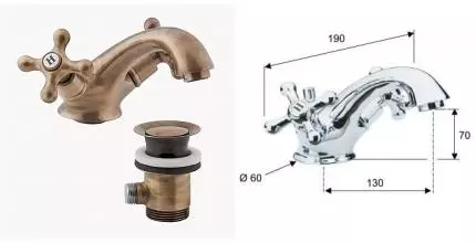 Смеситель для раковины «Remer» Liberty 13LIVO с донным клапаном бронза