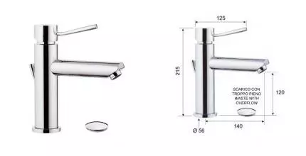 Смеситель для раковины «Remer» Minimal N10A2 с донным клапаном хром