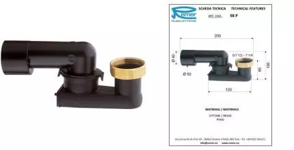 Колено для ванны «Remer» RR 98P 1'1/2" Колено для ванны «Remer» RR 98P 1'1/2"