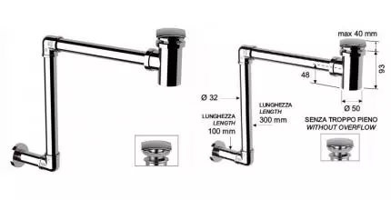 Сифон для раковины «Remer» 984S хром