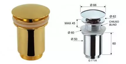 Донный клапан для раковины «Remer» 904CC114DO с механизмом Клик-Клак золото