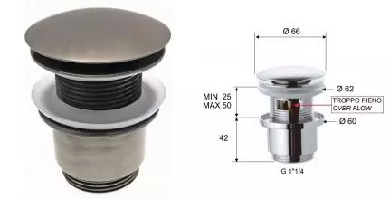 Донный клапан для раковины «Remer» 905CC2114NPO с механизмом Клик-Клак матовый никель