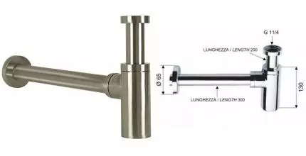 Сифон для раковины «Remer» Minimal 958LNPO полированный никель