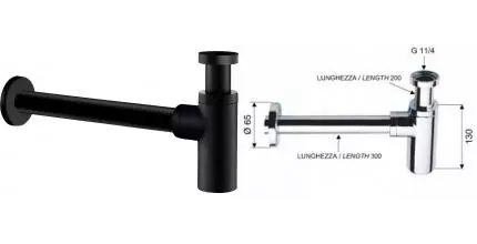 Сифон для раковины «Remer» Minimal 958LNO чёрный матовый Сифон для раковины «Remer» Minimal 958LNO чёрный матовый