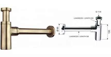 Сифон для раковины «Remer» Minimal 958LVO бронза Сифон для раковины «Remer» Minimal 958LVO бронза