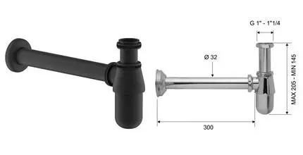 Сифон для раковины «Remer» 970Z114NO чёрный матовый