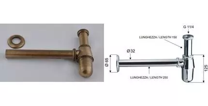 Сифон для раковины «Remer» 970Z114VO бронза