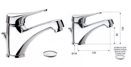 Смеситель для раковины «Remer» Giga Four G10 4 с донным клапаном хром Смеситель для раковины «Remer» Giga Four G10 4 с донным клапаном хром