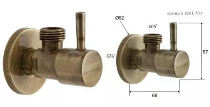 Кран бытовой «Remer» Minimal RR128L 1/2"-1/2"VO НР-НР бронза