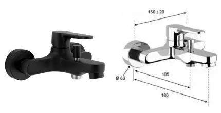 Смеситель для ванны «Remer» Winner W05NO чёрный матовый Смеситель для ванны «Remer» Winner W05NO чёрный матовый