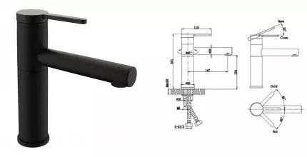 Смеситель для раковины «Bravat» F1410445BW-RUS чёрный Смеситель для раковины «Bravat» F1410445BW-RUS чёрный