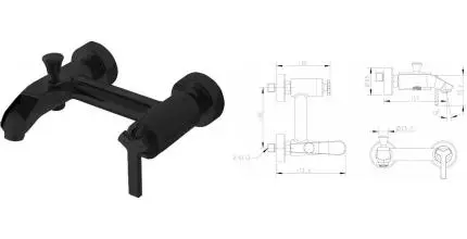 Смеситель для ванны «Bravat» Waterfall F673107BM-01 чёрный Смеситель для ванны «Bravat» Waterfall F673107BM-01 чёрный