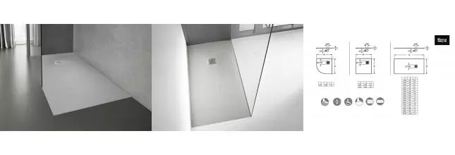 Душевой поддон «Roca» Terran Stonex 100/80 низкий из литьевого мрамора прямоугольный с сифоном белый