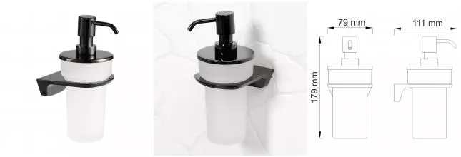 Дозатор для мыла «WasserKRAFT» Glan K-5199 на стену чёрный