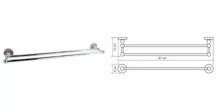 Полотенцедержатель двойной «WasserKRAFT» Regen K-6940 на стену хром/дерево