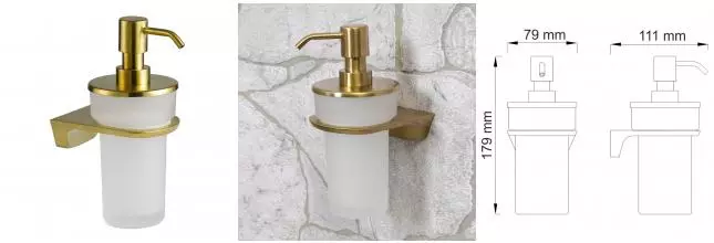 Дозатор для мыла «WasserKRAFT» Aisch K-5999 на стену матовое золото