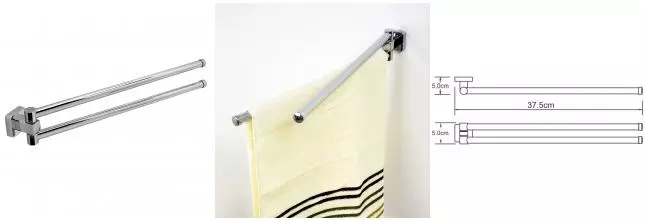 Полотенцедержатель двойной поворотный «WasserKRAFT» Dill K-3931 на стену хром Полотенцедержатель двойной поворотный «WasserKRAFT» Dill K-3931 на стену хром